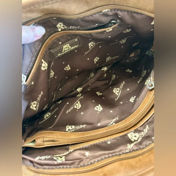 American Bling‎ by Montana West Tan Studded Conceal Carry Tote Bag - Picture 6 of 10